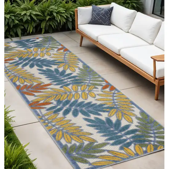 8' Ivory Indoor Outdoor Runner Rug Photo 2