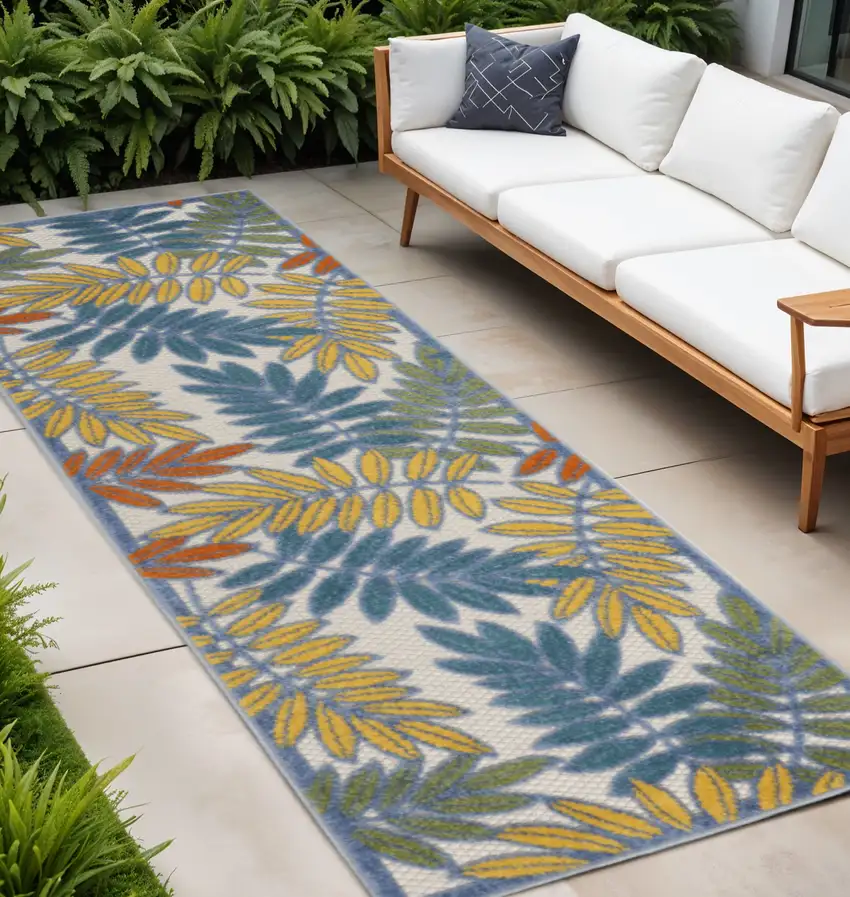 8' Ivory Indoor Outdoor Runner Rug Photo 2
