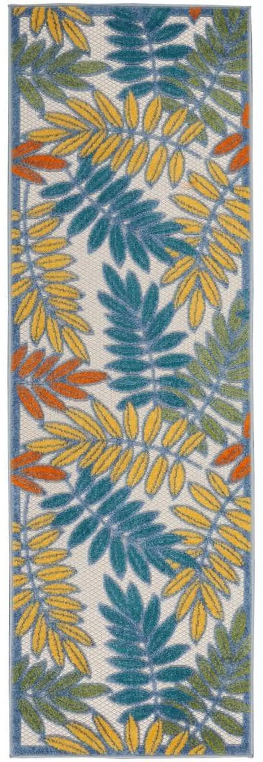 2' X 8' Ivory Floral Non Skid Indoor Outdoor Runner Rug Photo 1