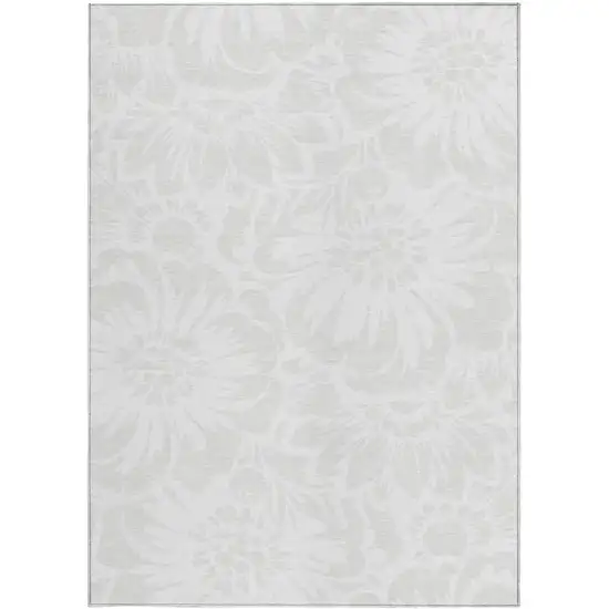Ivory Floral Washable Non Skid Indoor Outdoor Area Rug Photo 4