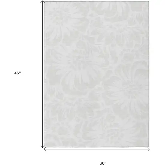 Ivory Floral Washable Non Skid Indoor Outdoor Area Rug Photo 3