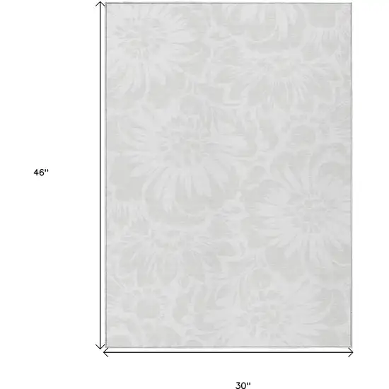 Ivory Floral Washable Non Skid Indoor Outdoor Area Rug Photo 3