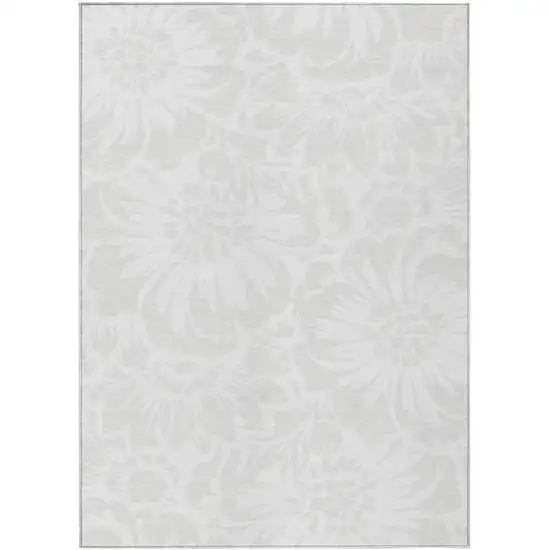 3' X 5' Ivory Floral Washable Non Skid Indoor Outdoor Area Rug Photo 1