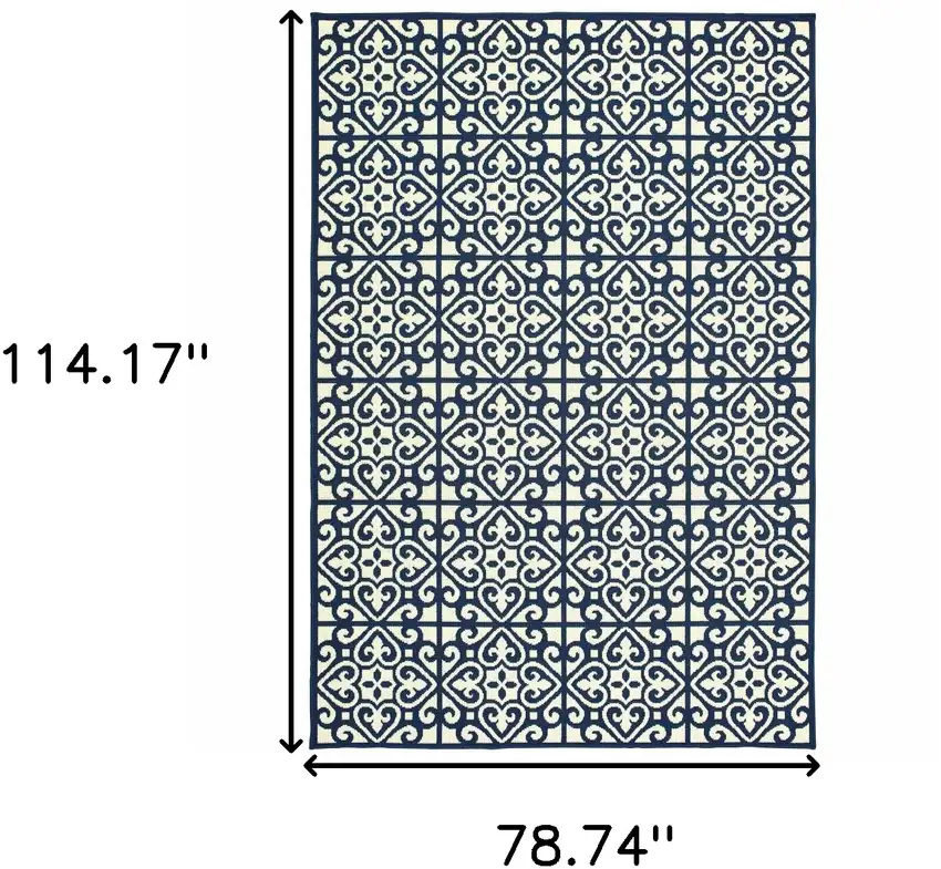 6' X 9' Ivory Geometric Stain Resistant Indoor Outdoor Area Rug Photo 5