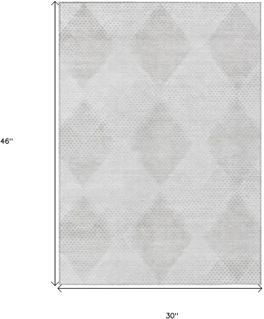 3' X 4' Ivory Geometric Washable Non Skid Indoor Outdoor Area Rug Photo 3