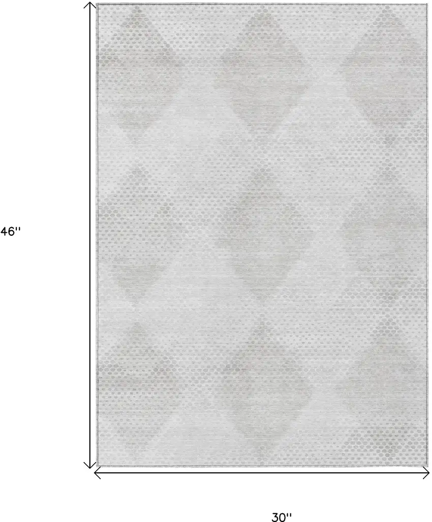 3' X 4' Ivory Geometric Washable Non Skid Indoor Outdoor Area Rug Photo 3