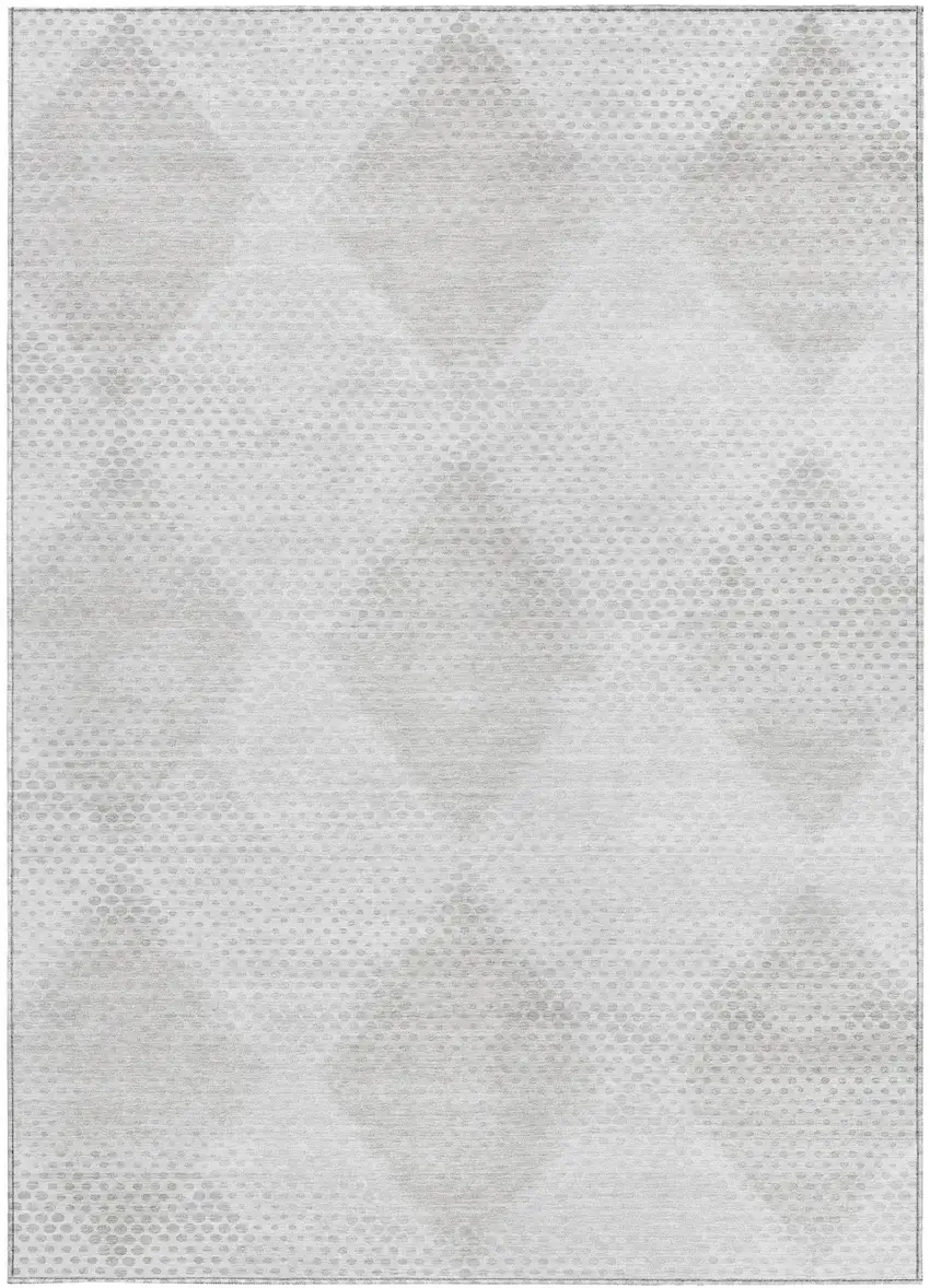 3' X 5' Ivory Geometric Washable Non Skid Indoor Outdoor Area Rug Photo 4