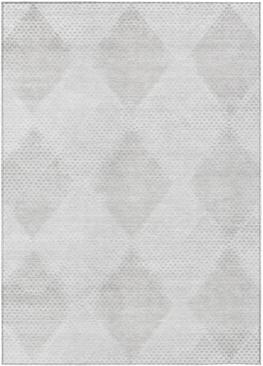 3' X 5' Ivory Geometric Washable Non Skid Indoor Outdoor Area Rug Photo 2