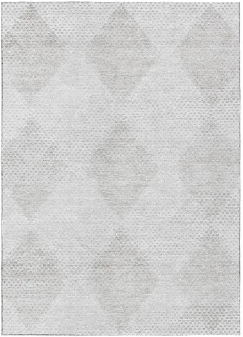 Ivory Geometric Washable Non Skid Indoor Outdoor Area Rug Photo 2