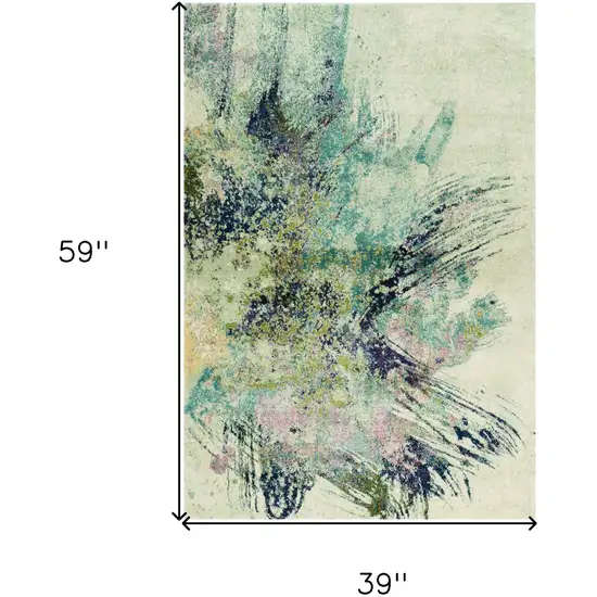 3'X5' Ivory Machine Woven Abstract Splatter Indoor Area Rug Photo 9