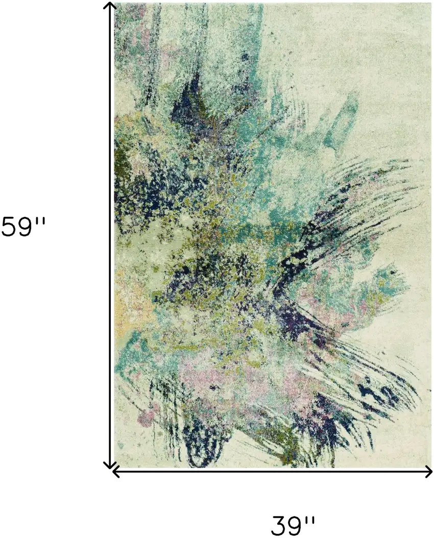 3'X5' Ivory Machine Woven Abstract Splatter Indoor Area Rug Photo 9