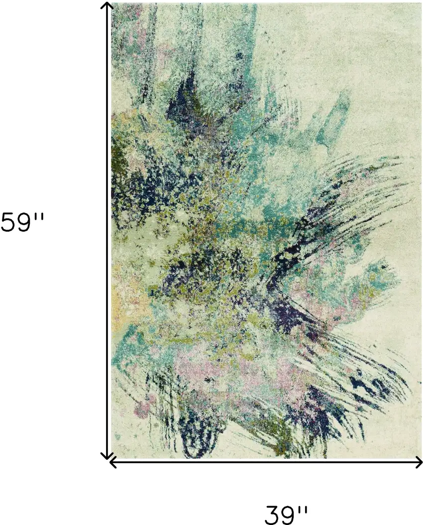 3'X5' Ivory Machine Woven Abstract Splatter Indoor Area Rug Photo 9