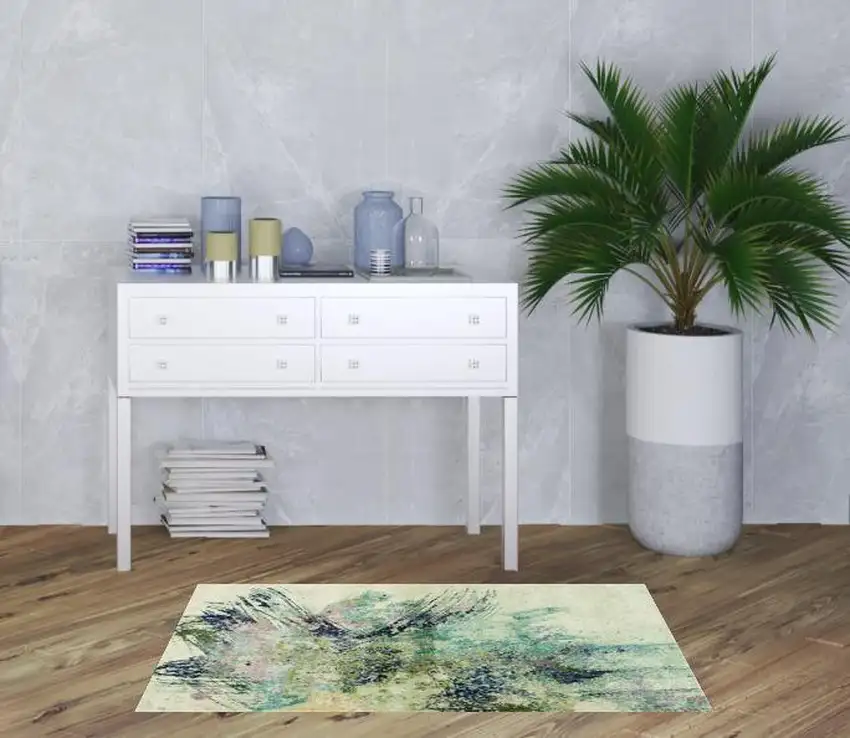 3'X5' Ivory Machine Woven Abstract Splatter Indoor Area Rug Photo 2