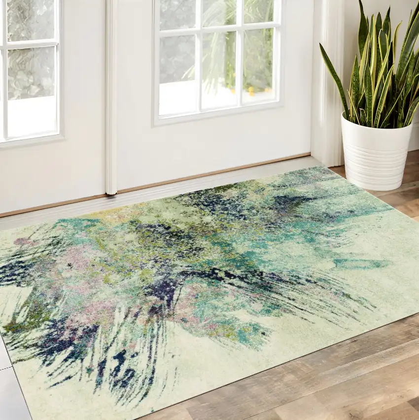 Ivory Abstract Area Rug Photo 1