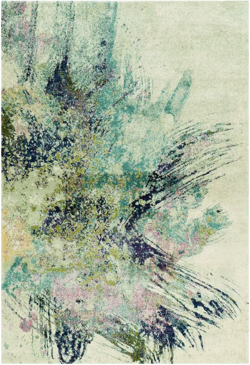 3'X5' Ivory Machine Woven Abstract Splatter Indoor Area Rug Photo 1