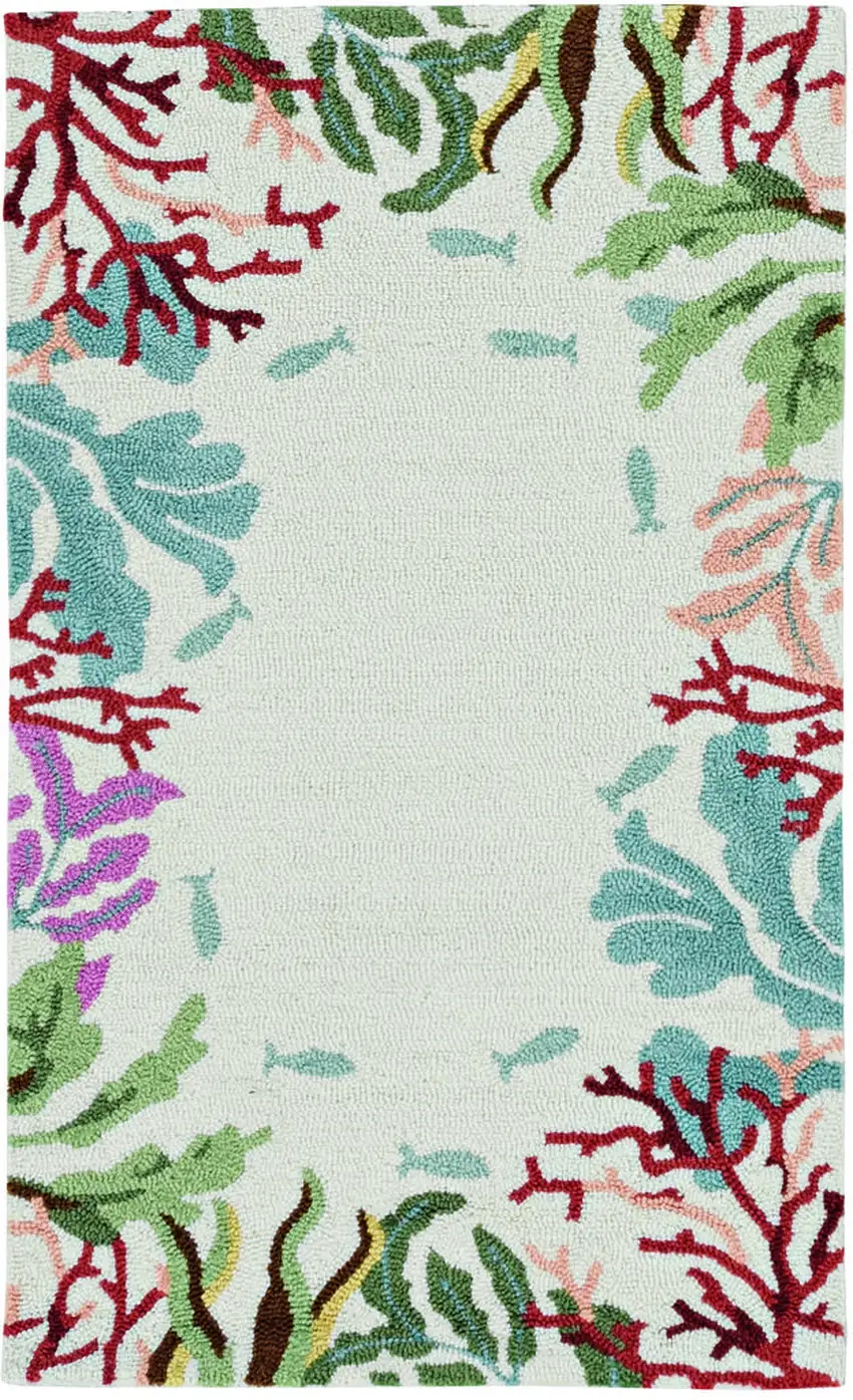 2' X 7' Ivory Ocean Lagoon Runner Rug Photo 1