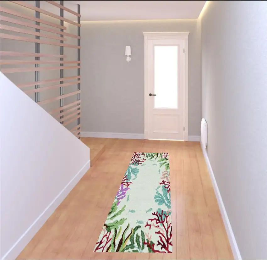 2' X 7' Ivory Ocean Lagoon Runner Rug Photo 2