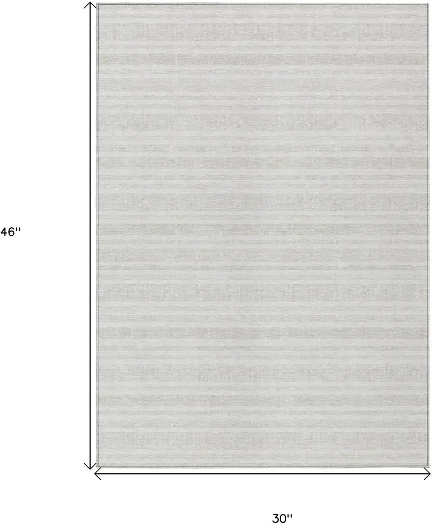 3' X 4' Ivory Striped Washable Non Skid Indoor Outdoor Area Rug Photo 3