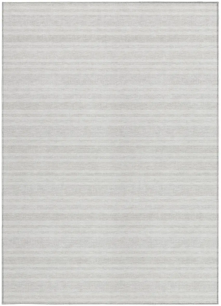 3' X 5' Ivory Striped Washable Non Skid Indoor Outdoor Area Rug Photo 5