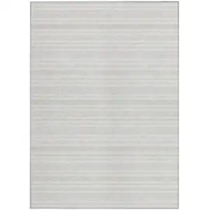 Photo of 3' X 5' Ivory Striped Washable Non Skid Indoor Outdoor Area Rug