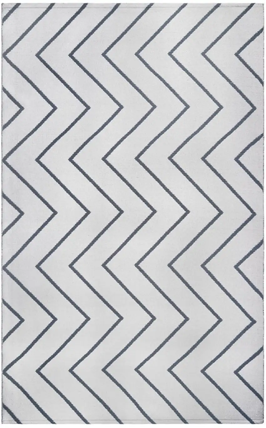 3' X 5' Ivory Waves Stain Resistant Indoor Outdoor Area Rug Photo 1