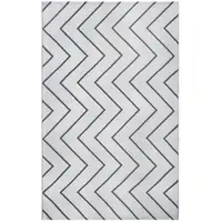 Photo of 3' X 5' Ivory Waves Stain Resistant Indoor Outdoor Area Rug