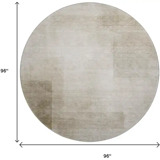 8' X 8' Khaki And Ivory Geometric Washable Round Rug With UV Protection Photo 9