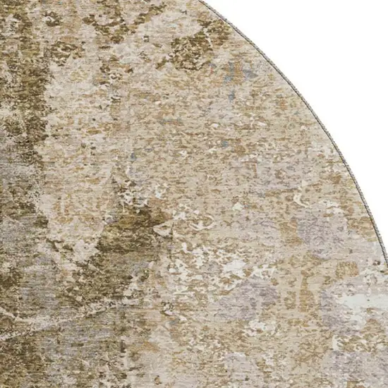 8' X 8' Khaki Beige And Charcoal Abstract Washable Round Rug With UV Protection Photo 2