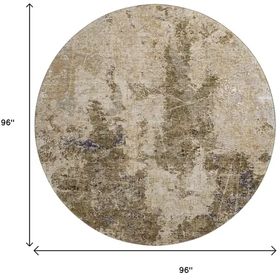 8' X 8' Khaki Beige And Charcoal Abstract Washable Round Rug With UV Protection Photo 9