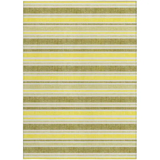 3' X 5' Khaki Striped Washable Non Skid Indoor Outdoor Area Rug Photo 4