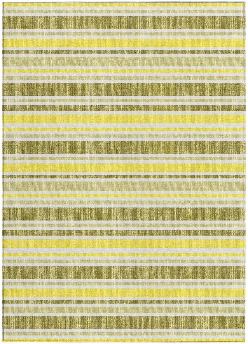3' X 5' Khaki Striped Washable Non Skid Indoor Outdoor Area Rug Photo 4