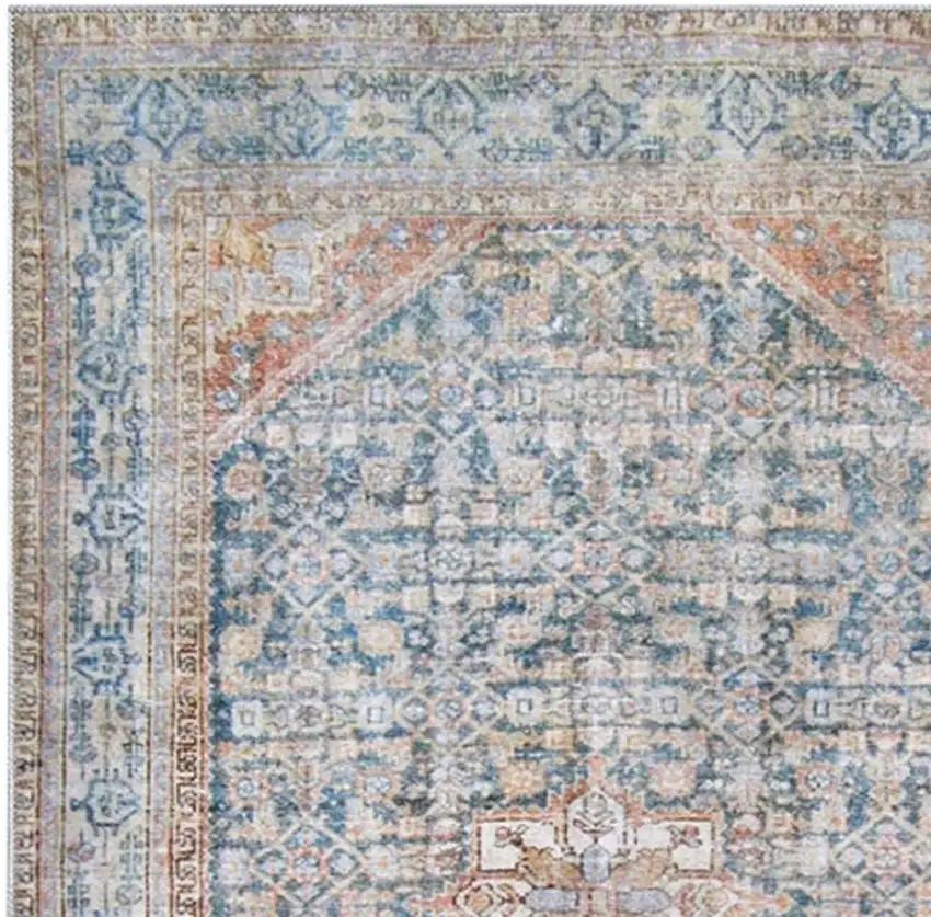 Blue And Red Oriental Area Rug Photo 4