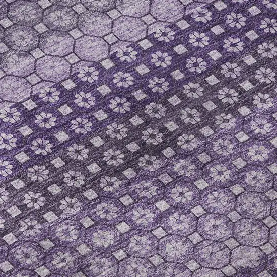 8' X 8' Lavender And Lilac Striped Washable Round Rug With UV Protection Photo 8