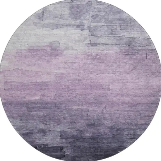 8' X 8' Lavender And Lilac Striped Washable Round Rug With UV Protection Photo 3