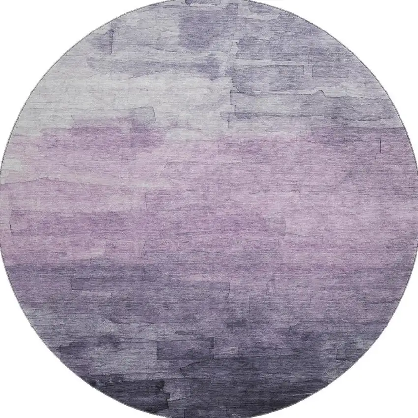 8' X 8' Lavender And Lilac Striped Washable Round Rug With UV Protection Photo 3