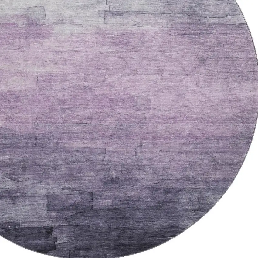 8' X 8' Lavender And Lilac Striped Washable Round Rug With UV Protection Photo 2