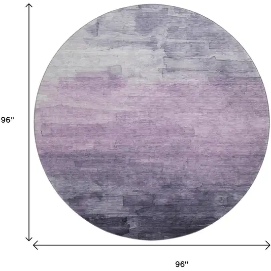 8' X 8' Lavender And Lilac Striped Washable Round Rug With UV Protection Photo 9