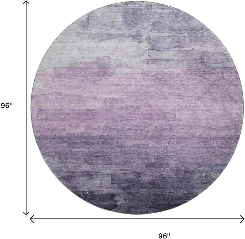 8' X 8' Lavender And Lilac Striped Washable Round Rug With UV Protection Photo 9
