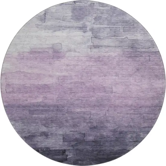 8' X 8' Lavender And Lilac Striped Washable Round Rug With UV Protection Photo 1