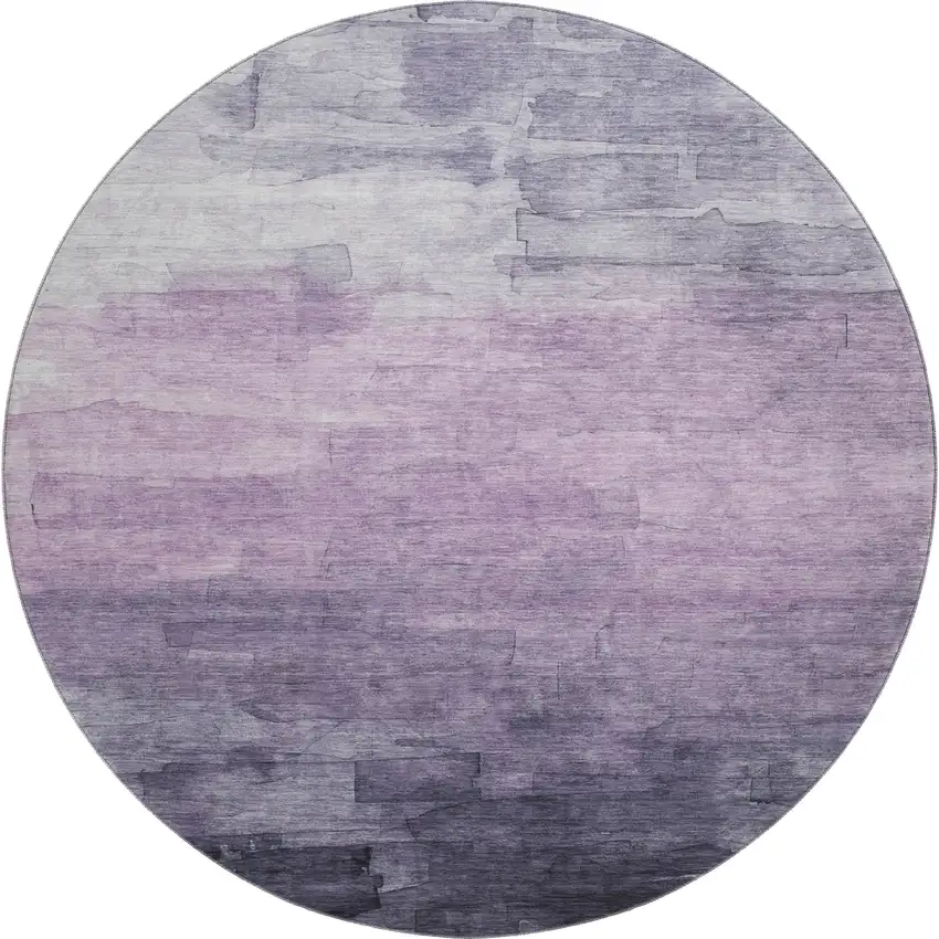 8' X 8' Lavender And Lilac Striped Washable Round Rug With UV Protection Photo 1
