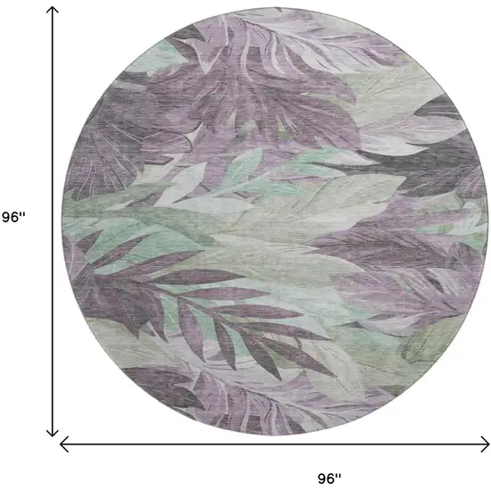 8' X 8' Lavender And Mint Green Floral Washable Round Rug With UV Protection Photo 9