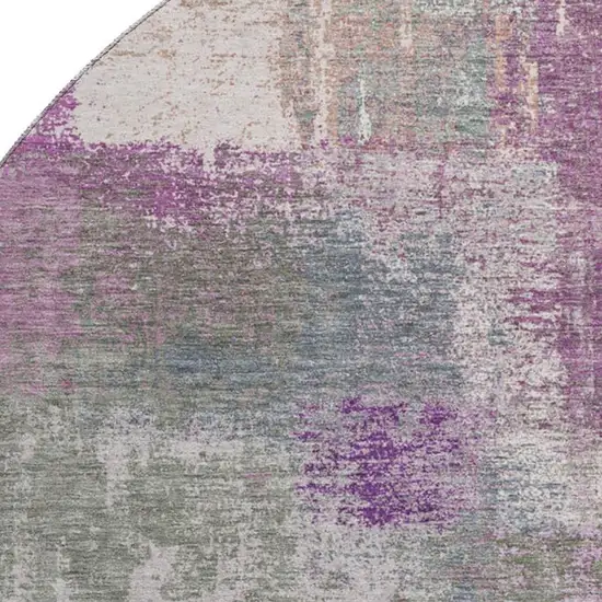 8' X 8' Lavender Blue And Ivory Abstract Washable Round Rug With UV Protection Photo 2