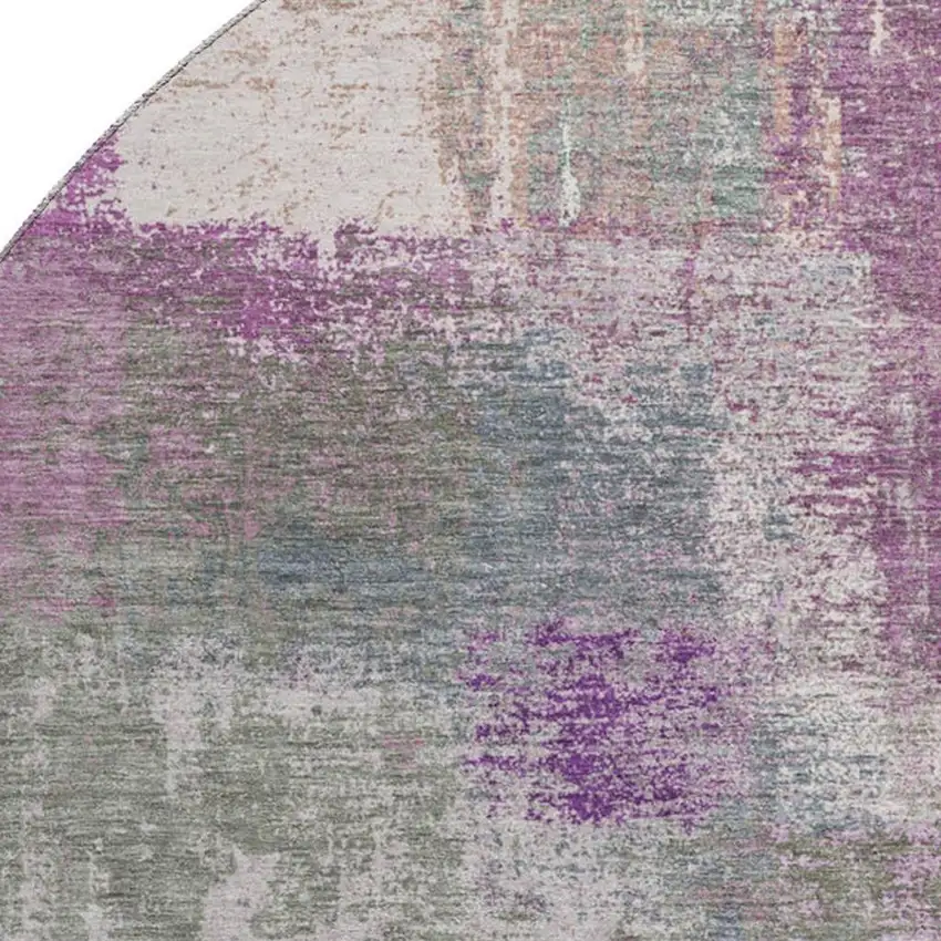 8' X 8' Lavender Blue And Ivory Abstract Washable Round Rug With UV Protection Photo 2