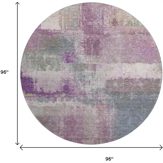 8' X 8' Lavender Blue And Ivory Abstract Washable Round Rug With UV Protection Photo 9