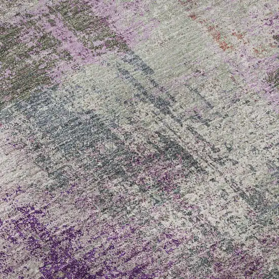 8' X 8' Lavender Blue And Ivory Abstract Washable Round Rug With UV Protection Photo 8