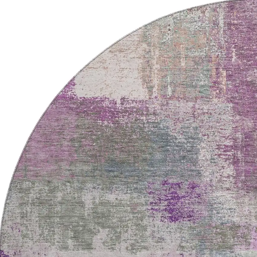 8' X 8' Lavender Blue And Ivory Abstract Washable Round Rug With UV Protection Photo 3