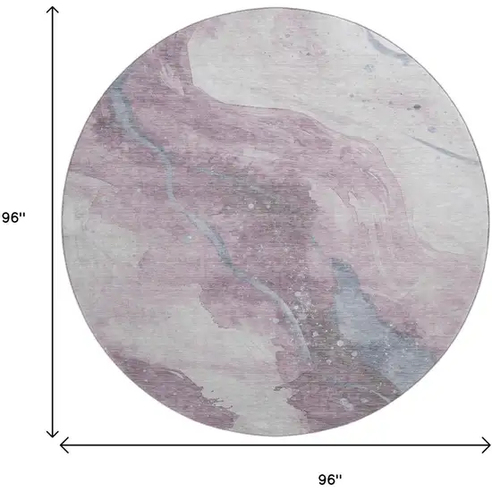 8' X 8' Lavender Blue And Ivory Abstract Washable Round Rug With UV Protection Photo 8
