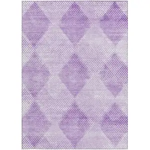 Photo of 3' X 4' Lavender Geometric Washable Non Skid Indoor Outdoor Area Rug