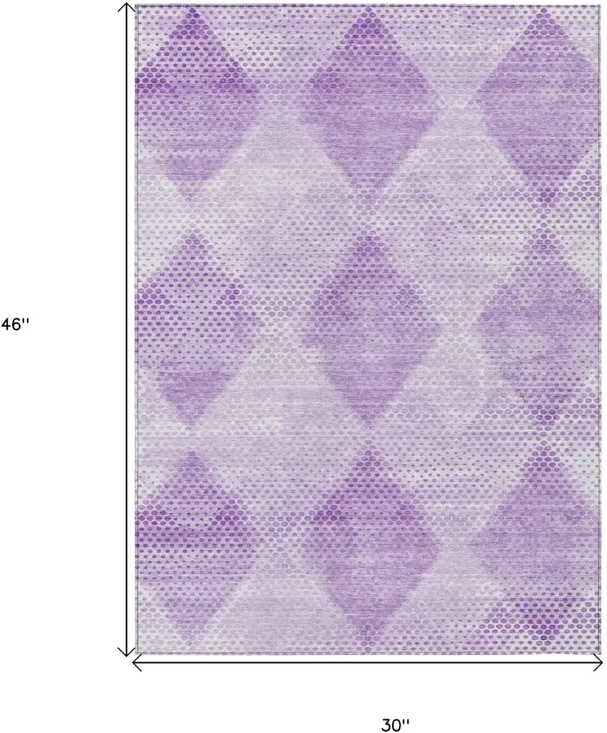 Lavender Geometric Washable Non Skid Indoor Outdoor Area Rug Photo 3