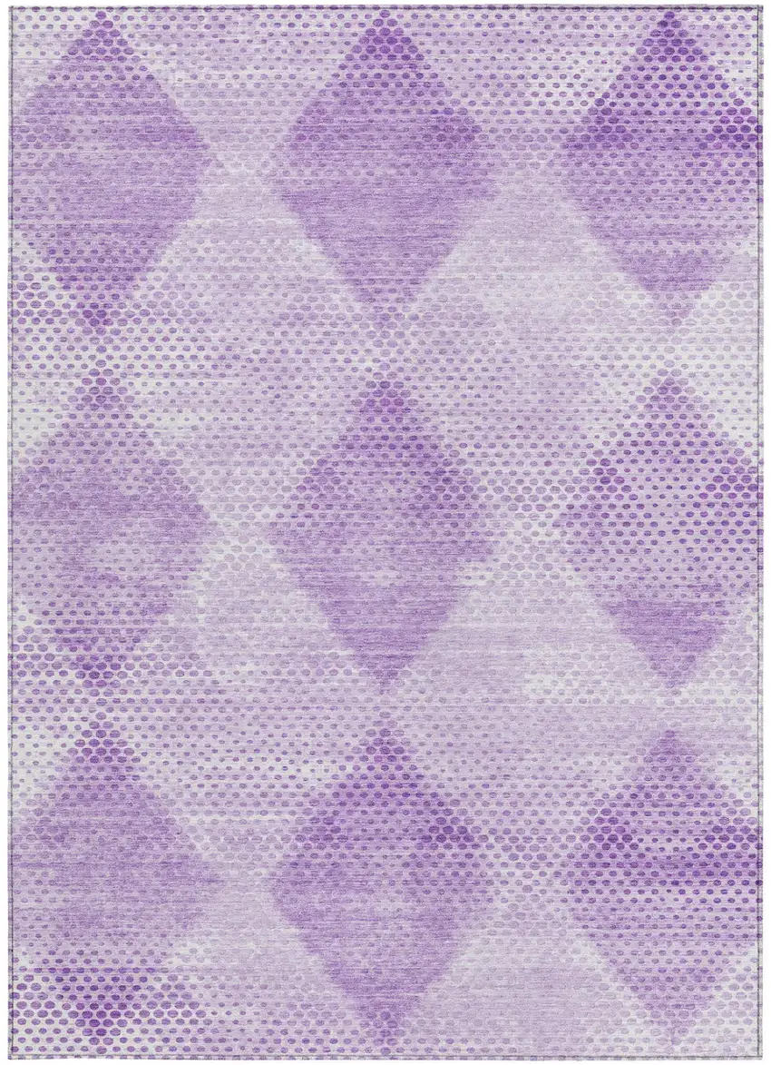 Lavender Geometric Washable Non Skid Indoor Outdoor Area Rug Photo 4